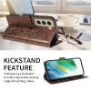 xinyunew Crossbody Phone Case for Samsung Galaxy S21 Plus, Folding PU Leather Wallet Case with Zipper, Stand, Embossed Flowers, Brown view 2