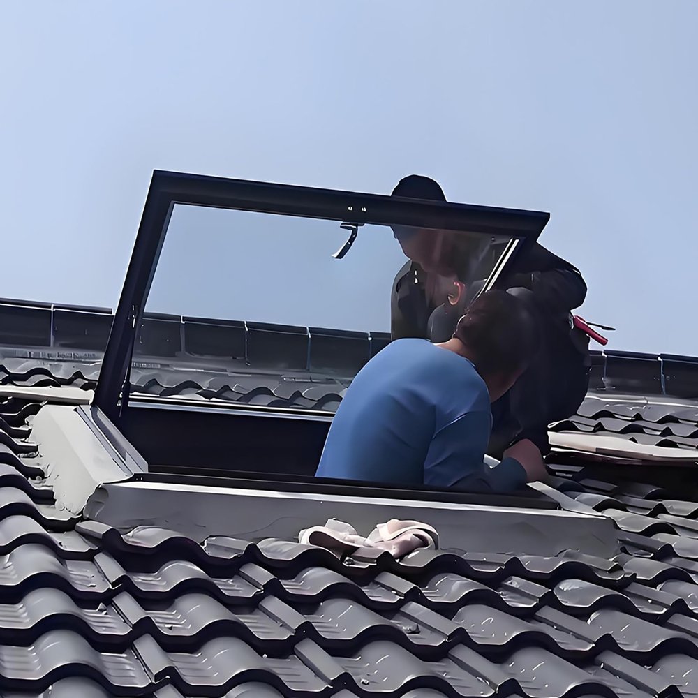 Roof Hatch Skylight with Reinforced Glass, Sun Protection Film, and Gloves