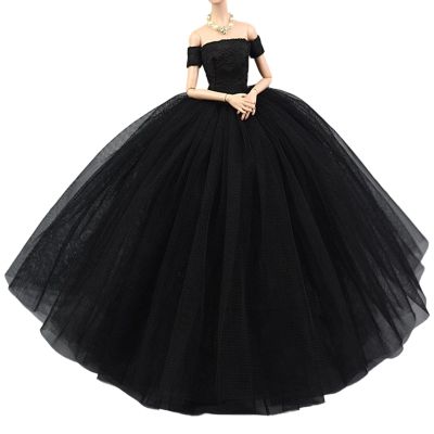 Oxxggkao Elegant Puff-Sleeve Dress for 6-Inch Dolls