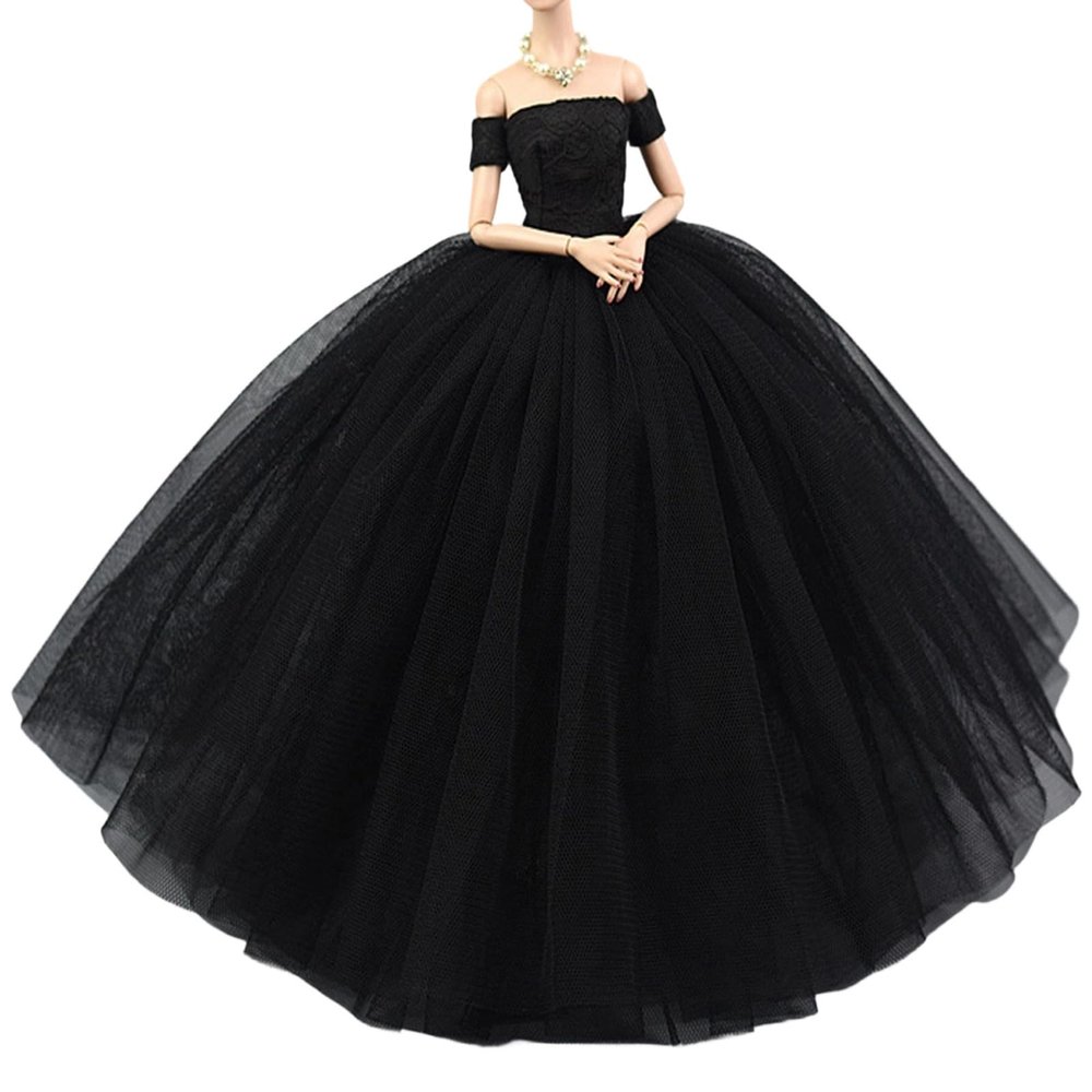 Oxxggkao Elegant Puff-Sleeve Dress for 6-Inch Dolls