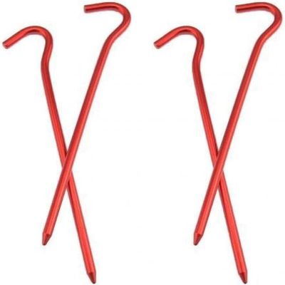 ADTUIUG Tent Stakes, 4-Piece Aluminum Alloy Camping Pegs, Red