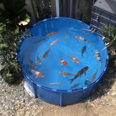 LZMZMQ Round Above-Ground Frame Pool, Summer Pool, Outdoor Fish Pond for Hydroponic Plants, Koi and Goldfish (1.5 x 1 m/1,700 L/450 gal)