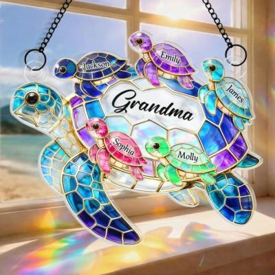 Personalized Sea Turtle Suncatcher with Children's Names (20 cm)