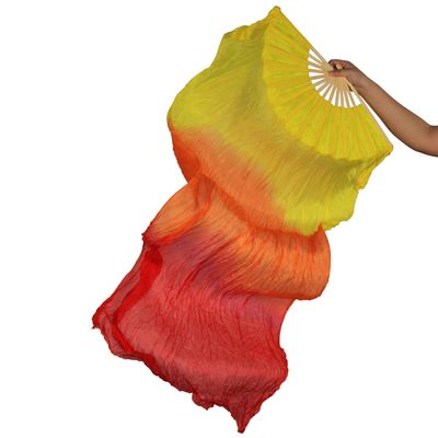 LKDCNUP Belly Dance Fans for Women, 1 Pair (Left + Right), 100% Real Silk, 8-Meter Bamboo Silk Fans, Veil for Belly Dancing