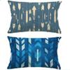 Outdoor Cushion Covers 70 x 90 cm, Set of 2, Navy Blue, Waterproof, Linen Look, Rectangular Lumbar Cushion Covers for Garden Furniture, with Zipper, M-P215 view 1