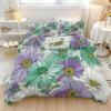 Green and Purple Microfiber 3-Piece Duvet Cover Set, Retro Floral Pattern, 200 x 200 cm view 1