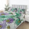 Green and Purple Microfiber 3-Piece Duvet Cover Set, Retro Floral Pattern, 200 x 200 cm view 2