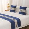 GJGHKLHL Bed Runner for King-Size Beds, Modern Embroidery, Hotel Bed Scarf, Solid Color, Blue, 45 × 45 cm Pillowcase view 2