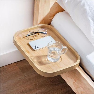 Clip-On Wooden Bedside Shelf with Cup Holder