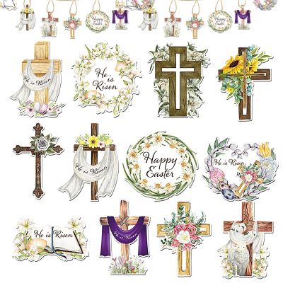 Religious Easter Ornaments - 24-Piece Wooden Set