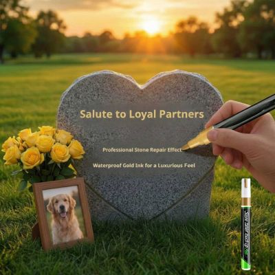 Golden Tombstone Marker Pen for Restoring Grave Inscriptions