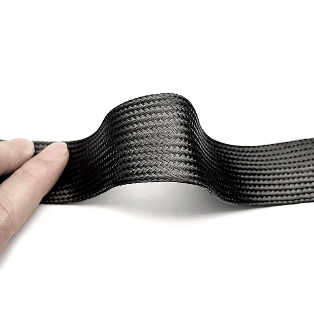 1-Piece 5 m Braided Carbon Fiber Cable Sleeve, High-Density Flexible, 6 mm