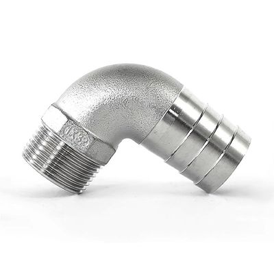 90-Degree Stainless Steel 304 Angled Hose Connector with Male Thread, Compatible with 6–50 mm Hose Inner Diameters (1-1/2 in x 32 mm)