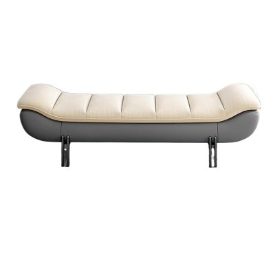 Upholstered Leather Bench for Bedroom and Living Room, Stylish Bed-End Bench and Entryway Seat, 140 x 50 x 42 cm, Blue