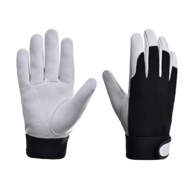 Leather Work Gloves for Gardeners, Welders, and Other Workers, Wear-Resistant (M-White)