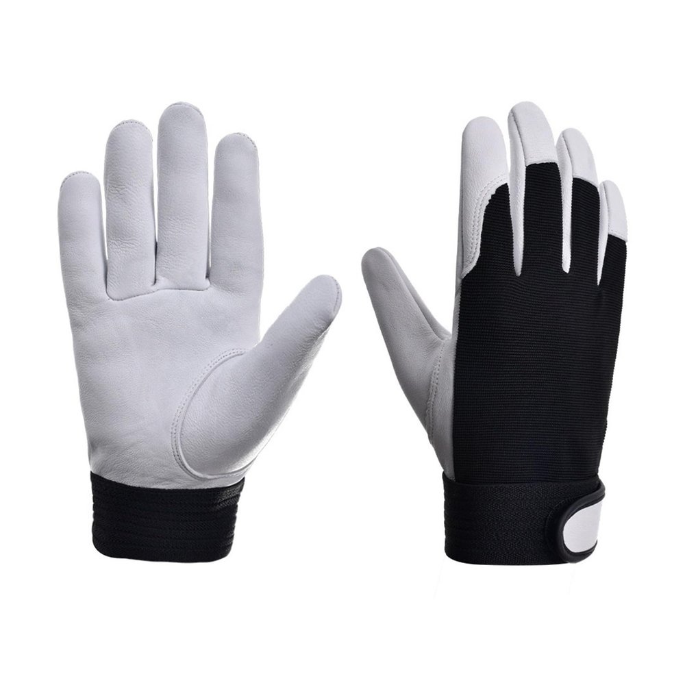 Leather Work Gloves for Gardeners, Welders, and Other Workers, Wear-Resistant (M-White)