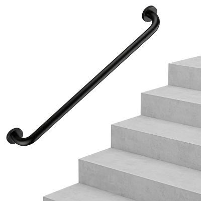 Stair Handrail Set with Wall Brackets, Matte Black Stainless Steel, 30–120 cm