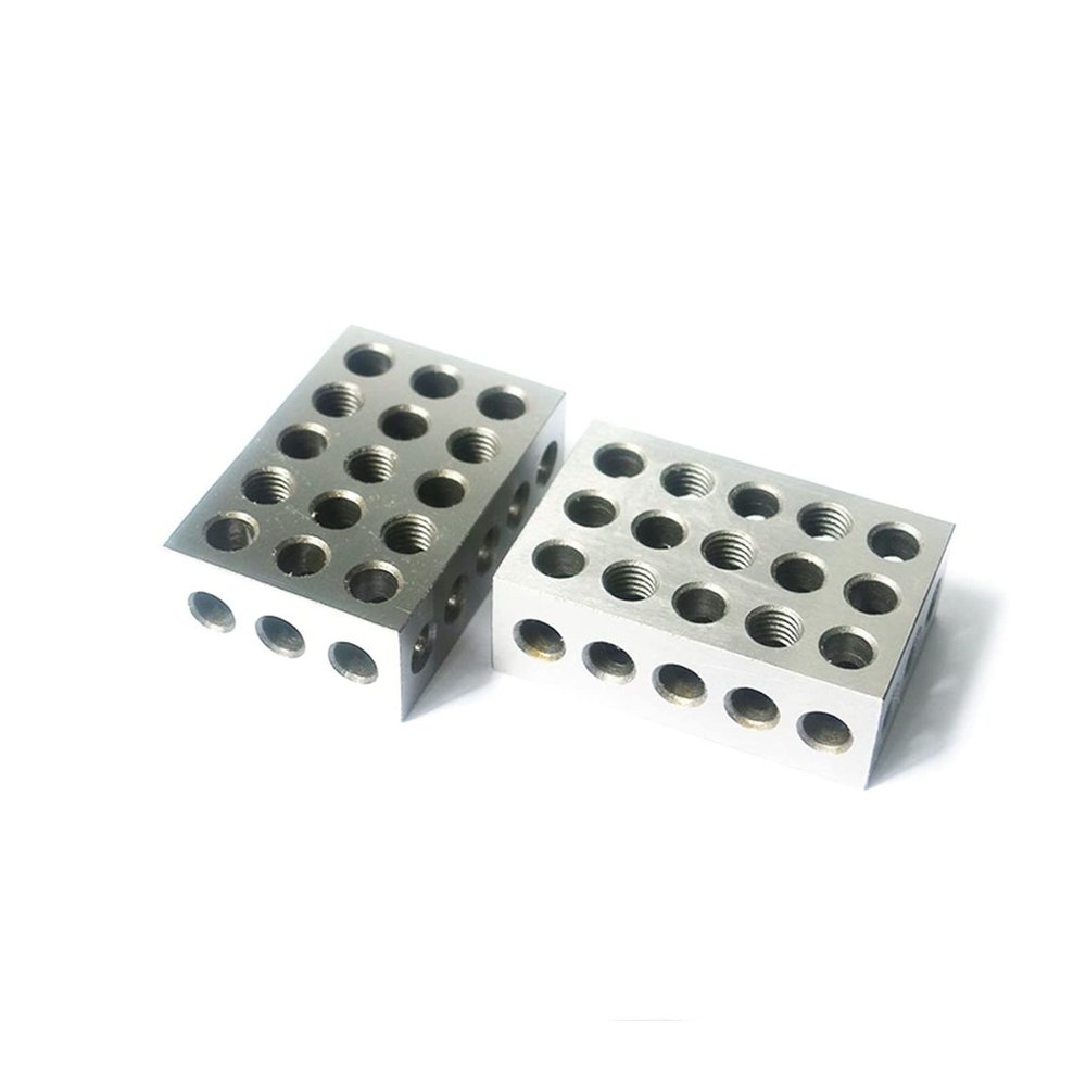 Endma 2-Piece 25 x 50 x 75 mm 1-2-3 Precision-Matched Block Gauge Set, Hardened Steel, 23 Holes