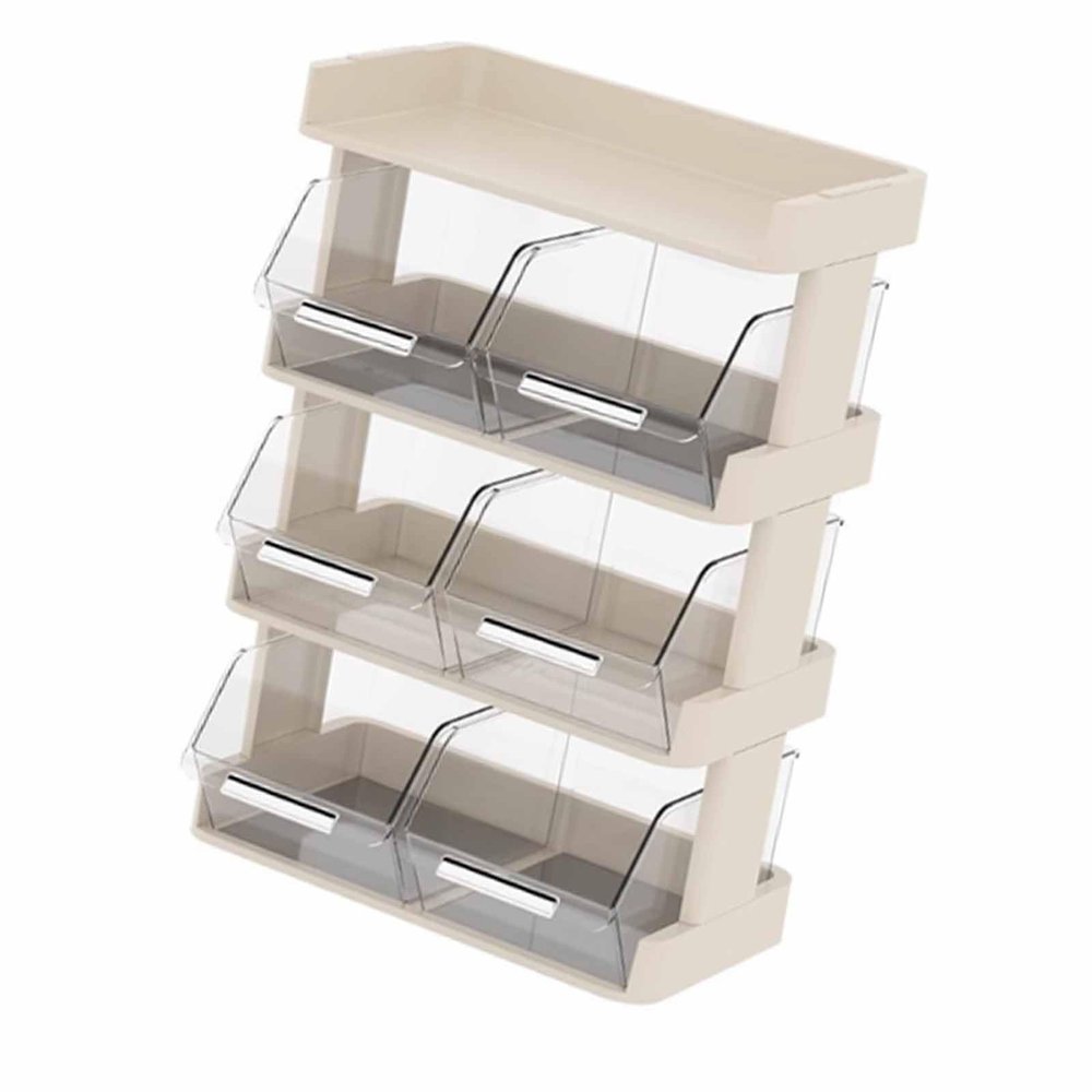 Cryfokt Tea Bag Storage Rack, Compact Japanese-Style Organizer, Cream White, 4 Tiers, 30 x 17 x 42.5 cm