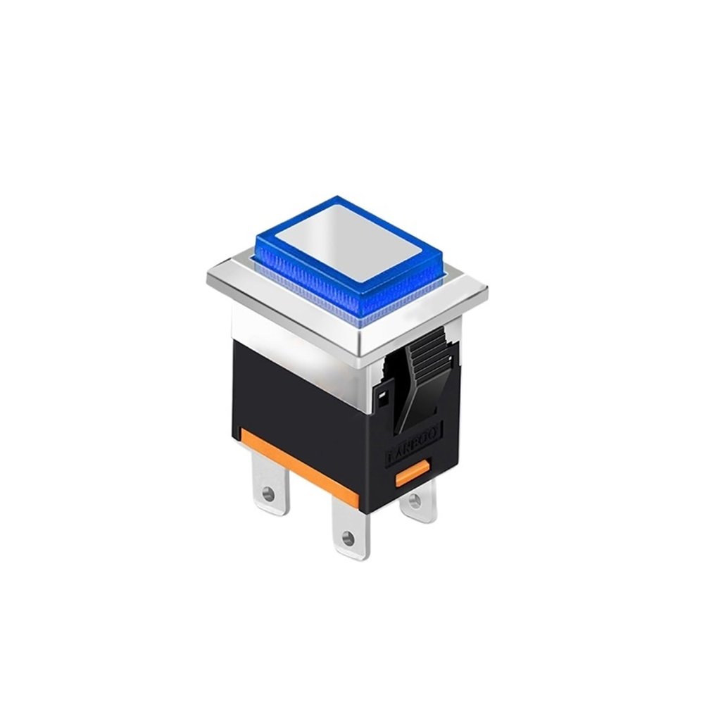RUAJOGYNVM KCD1 LED Metal Push Button, 2NO 4-Pin Square Switch, 250 V/15 A, Green/Red, IP65, Blue LED, Momentary, 3–8 V