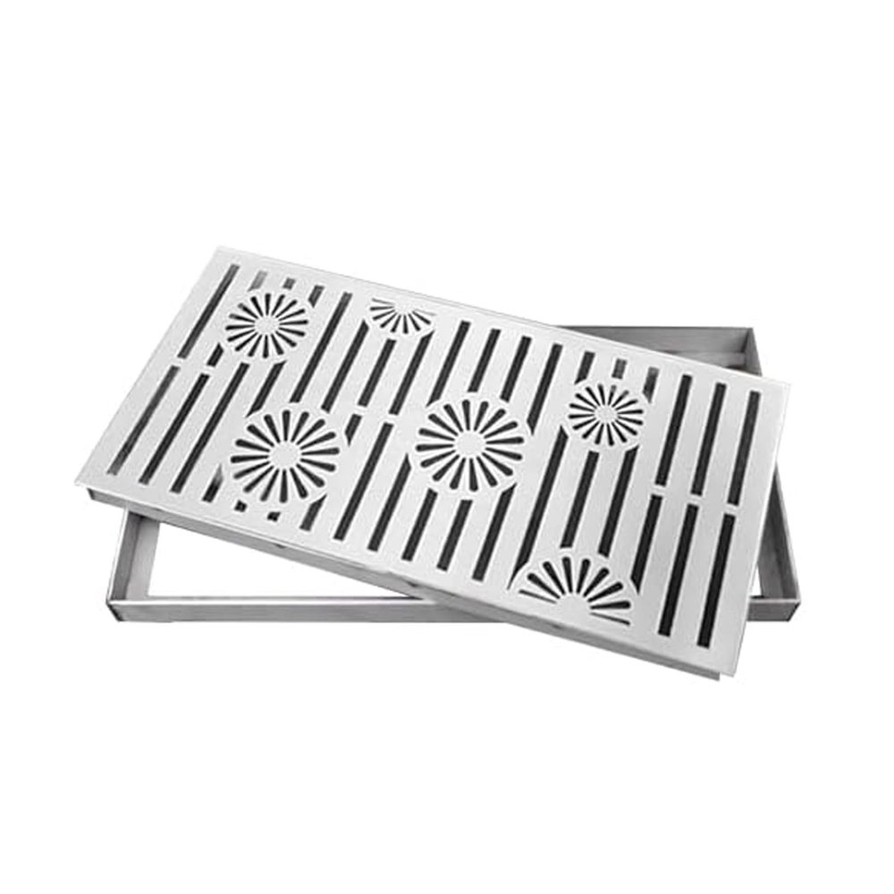 CMYCYDDPLY Stainless Steel Drain Grate, Rectangular Drain Cover with Frame, Drainage Grating for Garden, Yard and Walkway (30 x 60 x 3 cm/12 x 24 x 1.2 in)