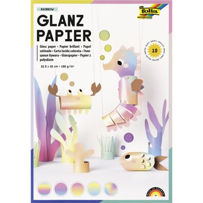folia 766 - Rainbow Gloss Paper, 22.5 x 32 cm, 100 g/m², 10 Sheets
