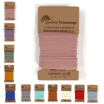 The Fabric Aunt Jersey Bias Tape | Pre-Folded Elastic Binding | Cotton Jersey | 3 Meters x 20mm (Nude 131)