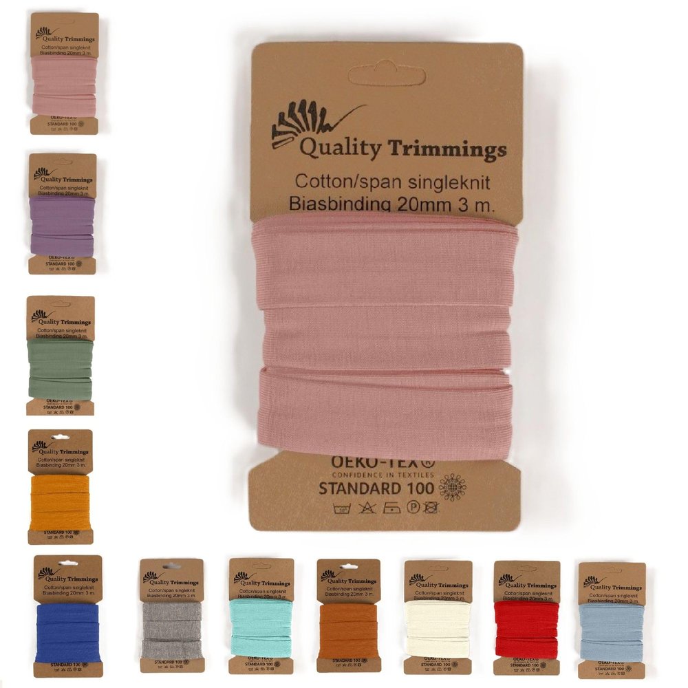 The Fabric Aunt Jersey Bias Tape | Pre-Folded Elastic Binding | Cotton Jersey | 3 Meters x 20mm (Nude 131)