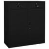 Black Steel Office Cabinet with 2 Adjustable Shelves and Drawers, 90 x 40 x 102 cm view 1