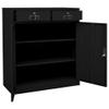 Black Steel Office Cabinet with 2 Adjustable Shelves and Drawers, 90 x 40 x 102 cm view 4