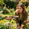 Bird Bath with Ground Spike, Metal Garden Decor view 2