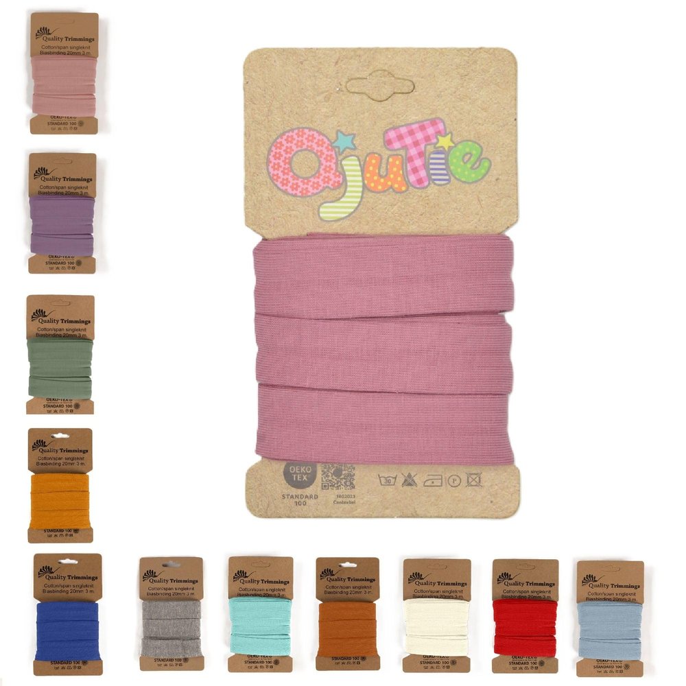 The Fabric Aunt Jersey Bias Tape | Pre-Folded Elastic Binding | Cotton Jersey | 3 Meters x 20mm (Old Pink 130)