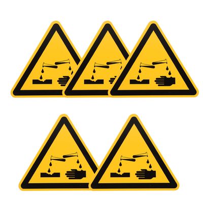 Yellow Corrosion Warning Labels, 5 Paper Labels