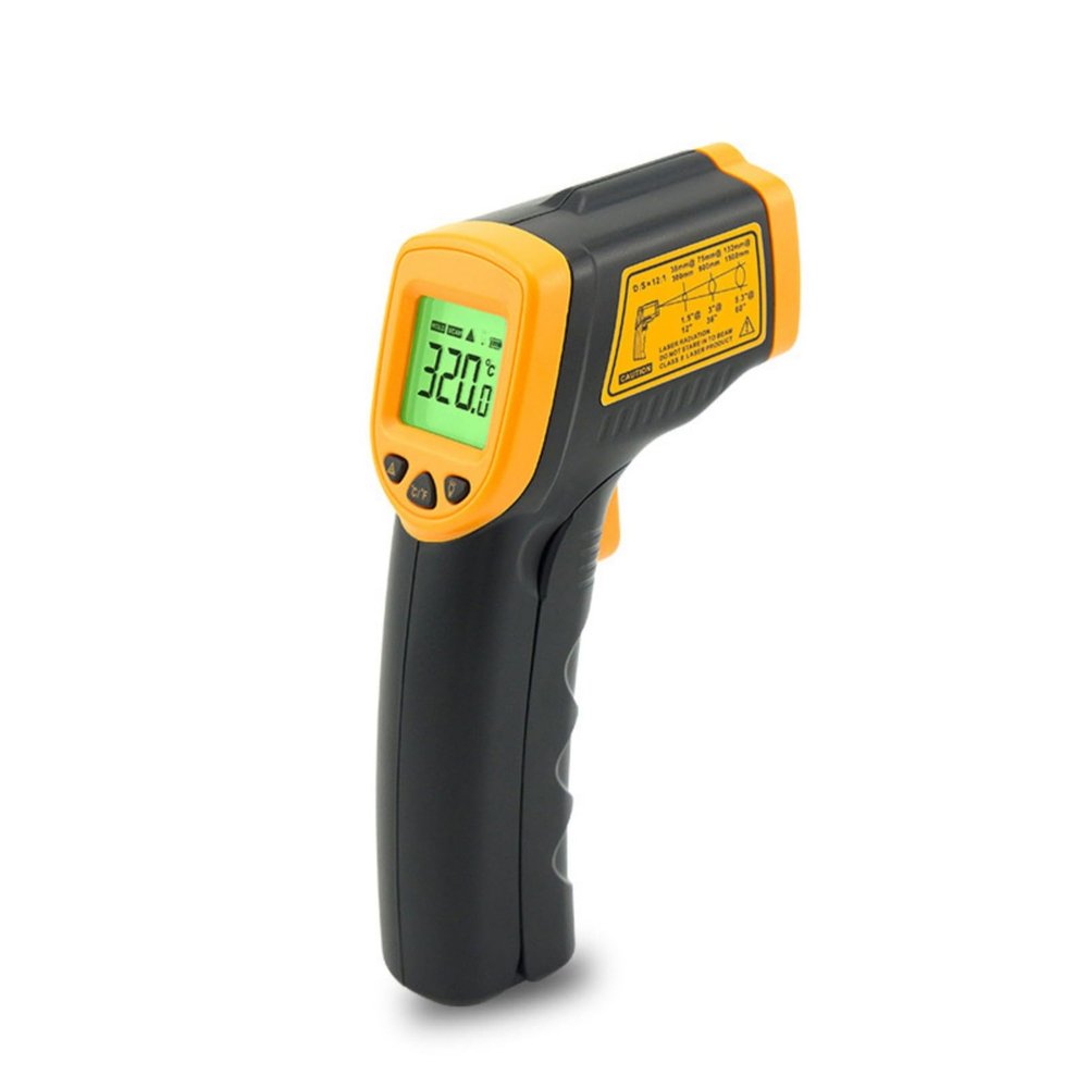 Digital Infrared Thermometer with Laser Targeting, Data Logging, Min/Max/Average Tracking, Alarms, and Backlight