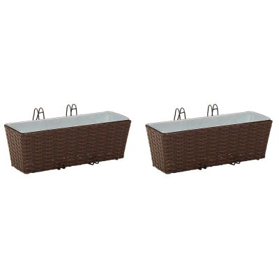 GeenYuu Metal Balcony Planter with Rattan Look, 50 x 17 x 17 cm