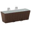 GeenYuu Metal Balcony Planter with Rattan Look, 50 x 17 x 17 cm view 2