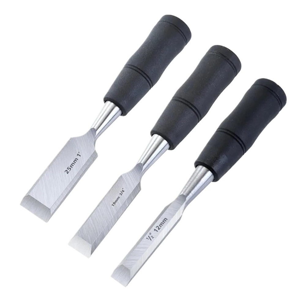 3-Piece 7.5-Inch Mn65 Carbon Steel Wood Chisels