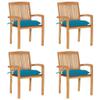 HGBNMER 4-Piece Stackable Teak Garden Chair Set with Cushions view 1