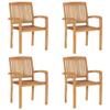 HGBNMER 4-Piece Stackable Teak Garden Chair Set with Cushions view 2