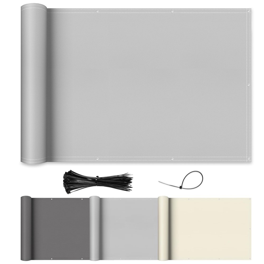 Shade&Beyond Balcony Privacy Screen 55 x 450 cm, Light Gray