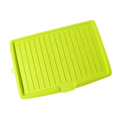 KKPLZZ Plastic Dish Draining Tray, Rectangular Multipurpose Design, Space-Saving Kitchen Tray with Wide Edge for Cutlery, Fruits and Vegetables (Green)
