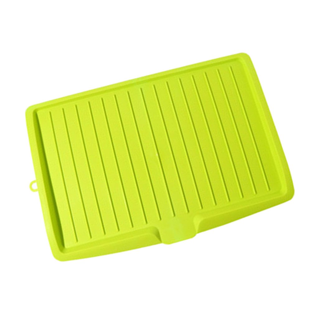 KKPLZZ Plastic Dish Draining Tray, Rectangular Multipurpose Design, Space-Saving Kitchen Tray with Wide Edge for Cutlery, Fruits and Vegetables (Green)