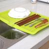 KKPLZZ Plastic Dish Draining Tray, Rectangular Multipurpose Design, Space-Saving Kitchen Tray with Wide Edge for Cutlery, Fruits and Vegetables (Green) view 2