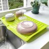 KKPLZZ Plastic Dish Draining Tray, Rectangular Multipurpose Design, Space-Saving Kitchen Tray with Wide Edge for Cutlery, Fruits and Vegetables (Green) view 3