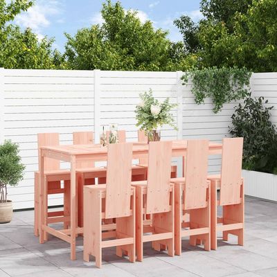 SooIarix 9-Piece Solid Douglas Fir Garden Bar Set with Table and 8 Stools