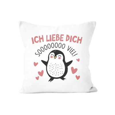 I Love You Penguin Pillow Cover