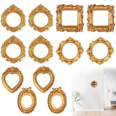 12 Mini Picture Frames - Gold Vintage Style