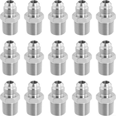 Kivivaka 15-Piece 316L Stainless Steel Hydraulic Fitting, 3/8-Inch NPT Male to JIC 37 Straight Adapter