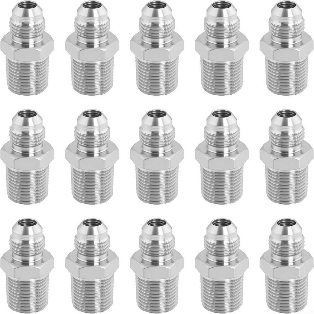 Kivivaka 15-Piece 316L Stainless Steel Hydraulic Fitting, 3/8-Inch NPT Male to JIC 37 Straight Adapter
