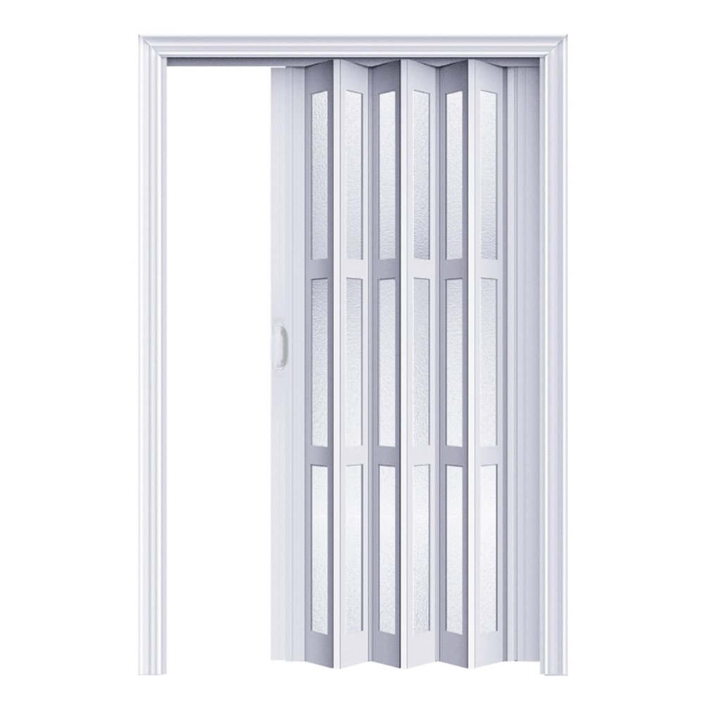 ZYJIX No-Drill Accordion Door with Aluminum Frame and Acrylic Panel